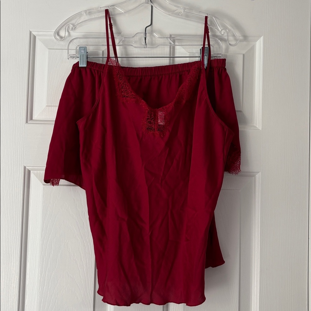 Victoria's Secret Red Lace Pajama Top with matching shorts NWT Size XL
